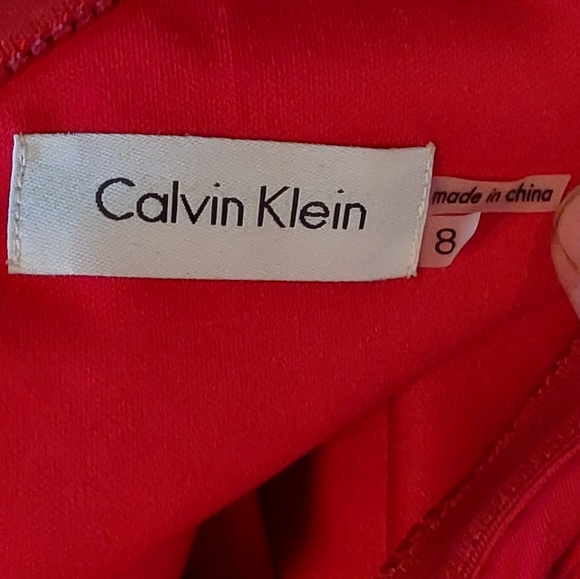 Calvin Klein, size 8 formal, cocktail dress, one shoulder strap, cherry red - Picture 3 of 5